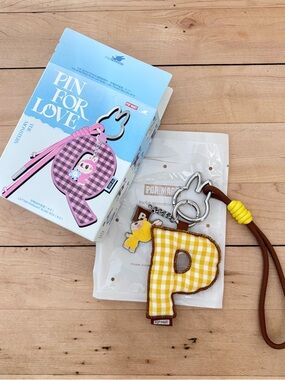 POP MART Labubu Pin for Love Series Authentic Yellow Gingham 'P' Charm NEW